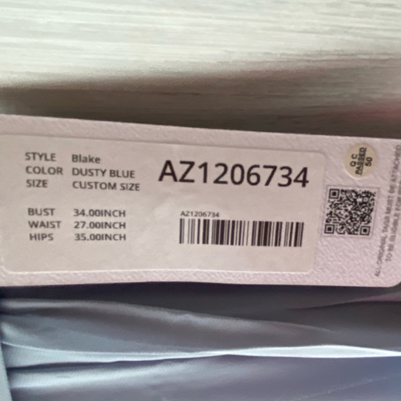 A-Line Lace Chiffon Floor-Length Dress in Dusty Blue - Picture 8 of 10